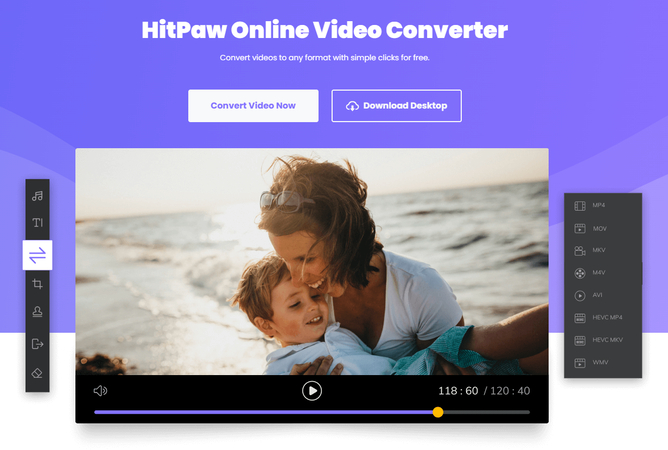 use hitpaw online video converter for mov to mpg conversion