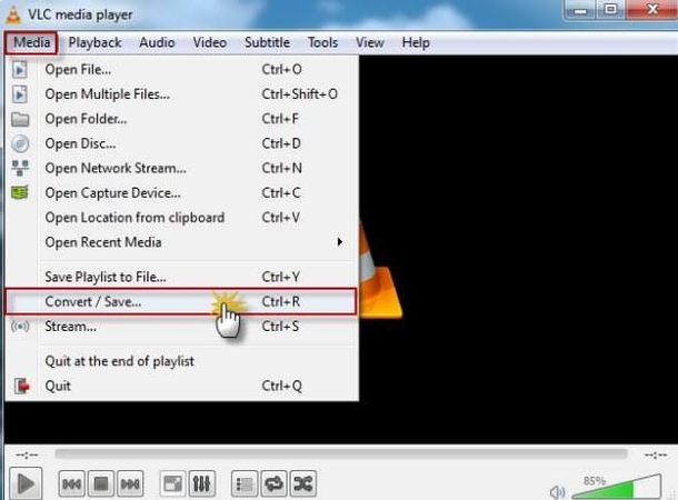 use VLC for video file conversion from mov to mpg