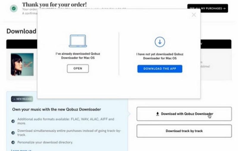 Qobuz 웹 플레이어에서 다운로드