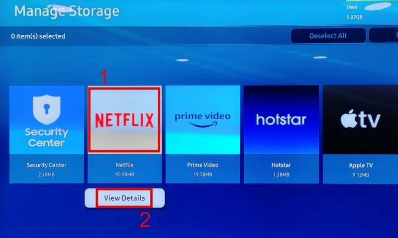 select the netflix app on tv