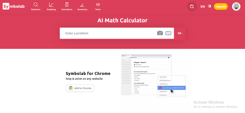 أداة حل المسائل الرياضية Symbolab