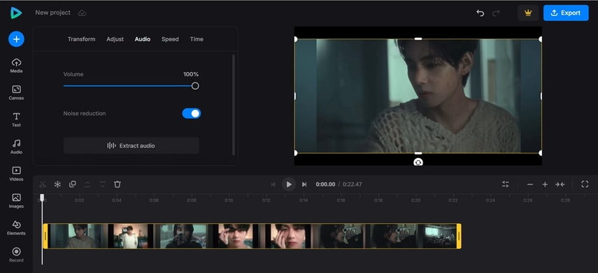 edit out unnecessary sound clideo