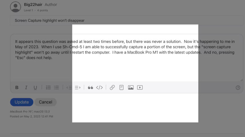 screenshot areas selection
