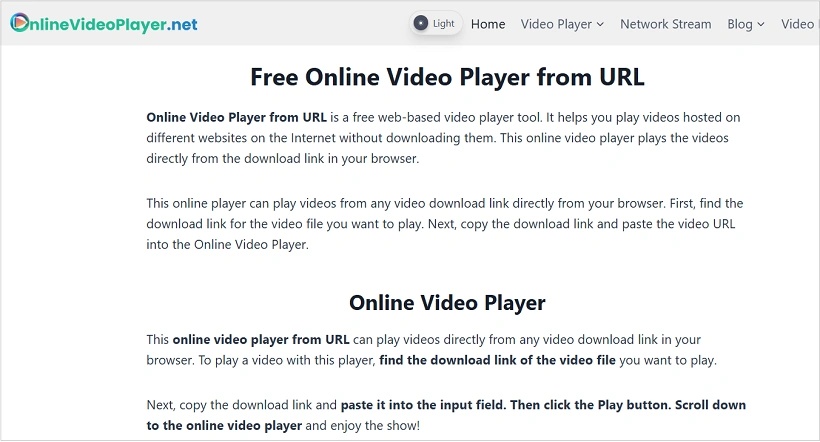 online video player net