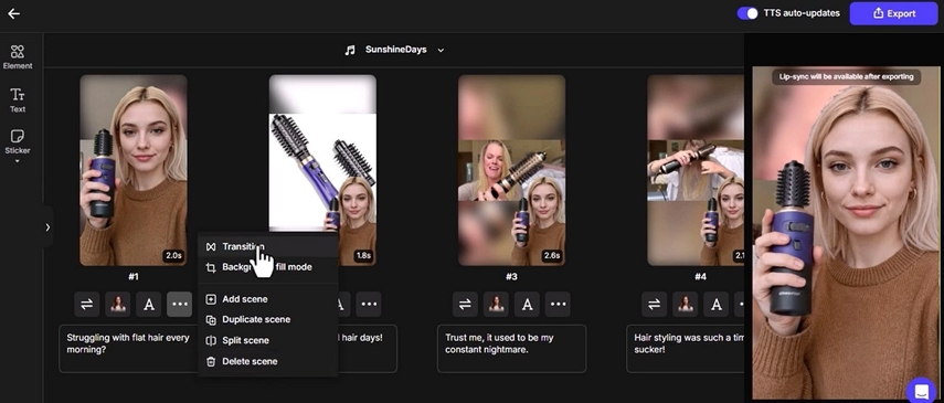 TopView AI 리뷰 비디오 편집기 기능