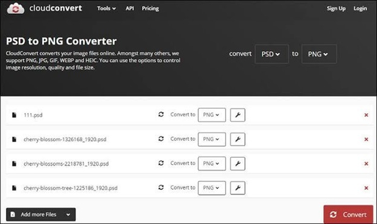 convert PSD to PNG with CloudConvert