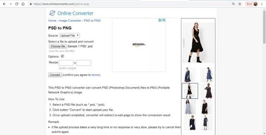 convert PSD to PNG with Online Convert