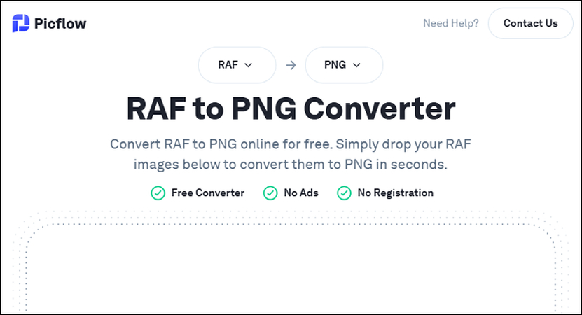 picflow converti RAF in PNG online