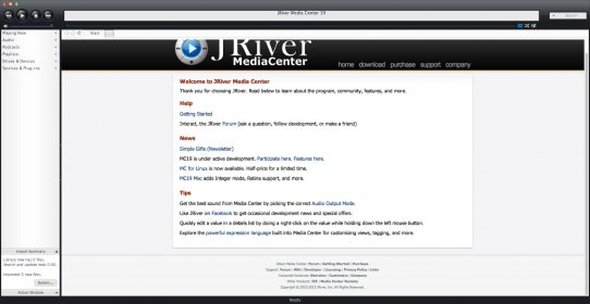 JRiver Media Center interface