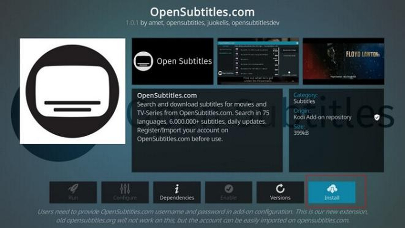 kodi OpenSubtitles 설치
