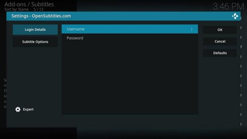 kodi opensubtitles credentials