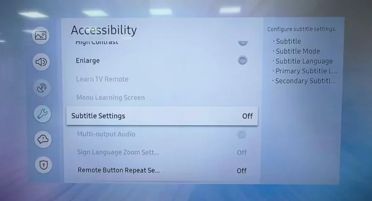 samsung tv subtitles