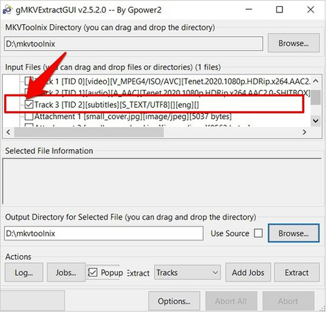 select subtitle mkvtoolnix