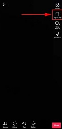 adjust clips in tiktok