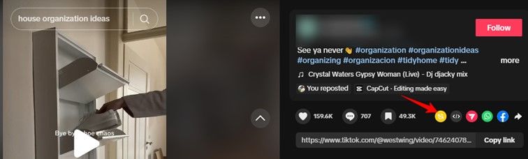 Rimuovere una ripubblicazione su TikTok dal PC