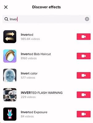 flip tiktok video using inverted effect