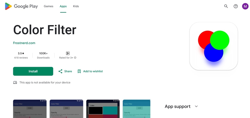 Using color filter settings