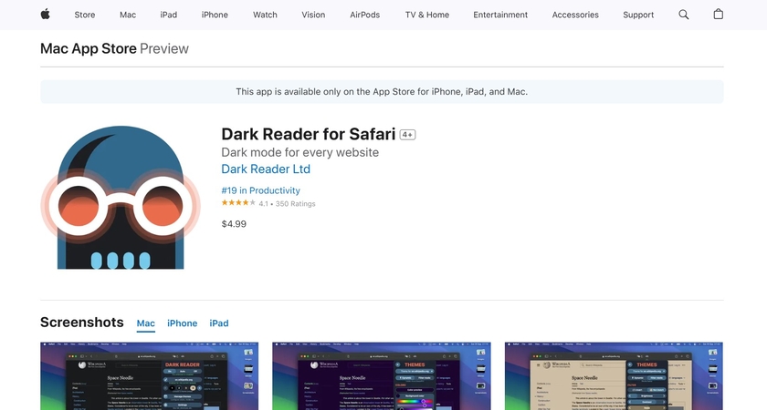 use dark reader browser extension