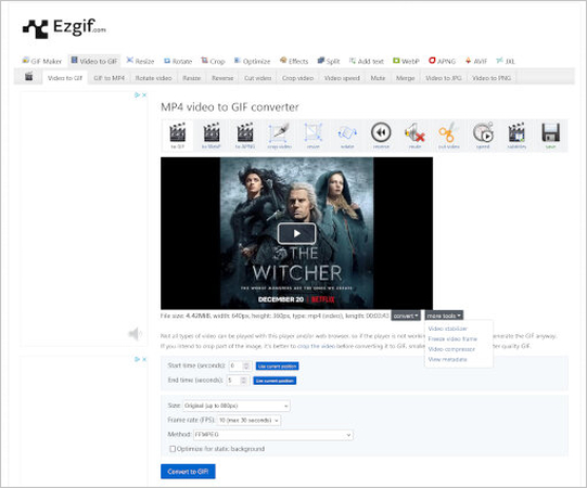 EZGIF GIF 轉換設定