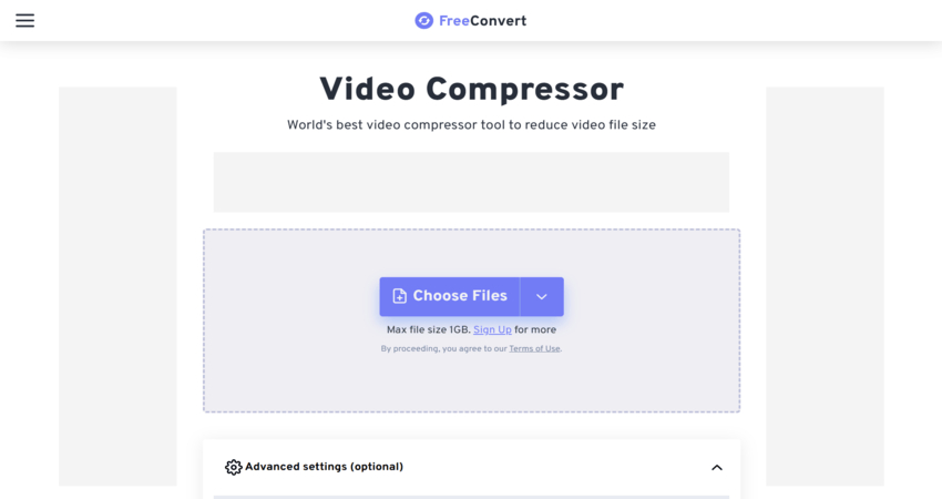 compress 1GB video to 10MB FreeConvert