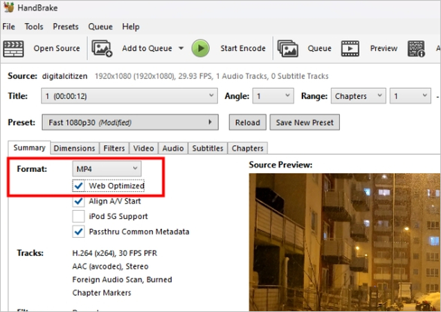 handbrake choose output format