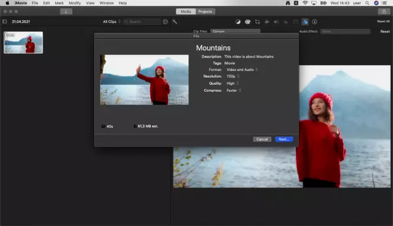 mac compress a video imovie