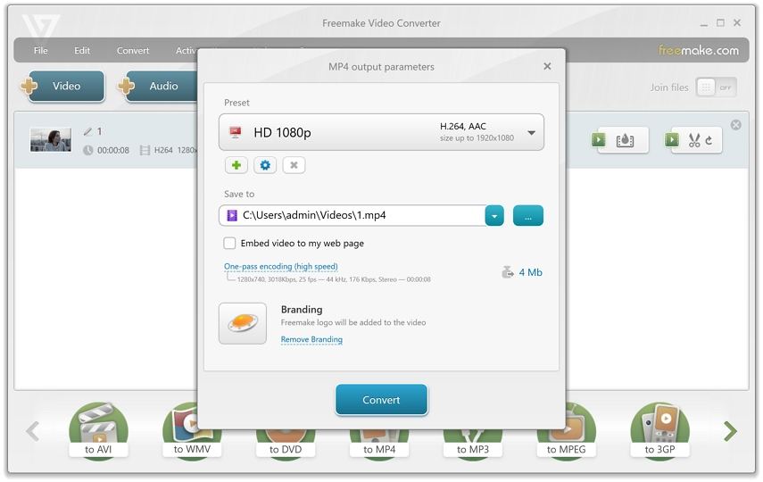 freemake video converter preset