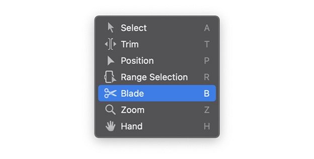 split video in final cut pro suing Blade tool