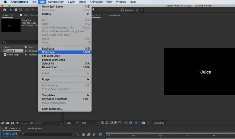 how to cut a video in after effects