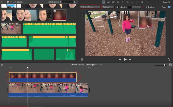 overlay blurred image into video using imovie viewer