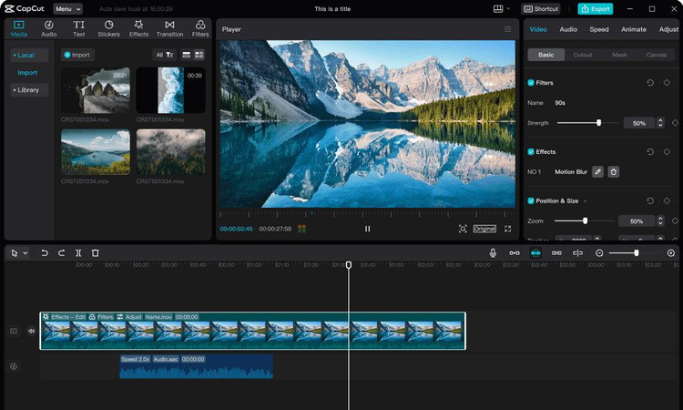 Overview of the CapCut video editing interface