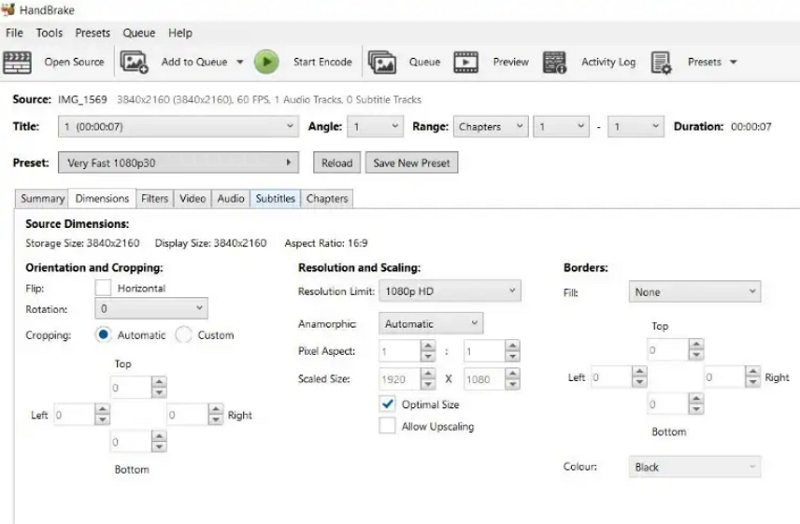 在HandBrake中手動調整影片大小