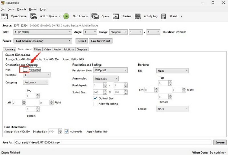 HandBrake 翻轉影片