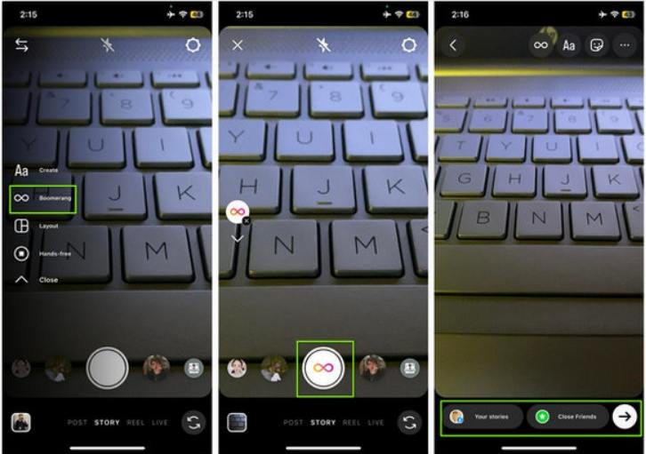 인스타그램에서 동영상을 부메랑으로 바꾸는 방법