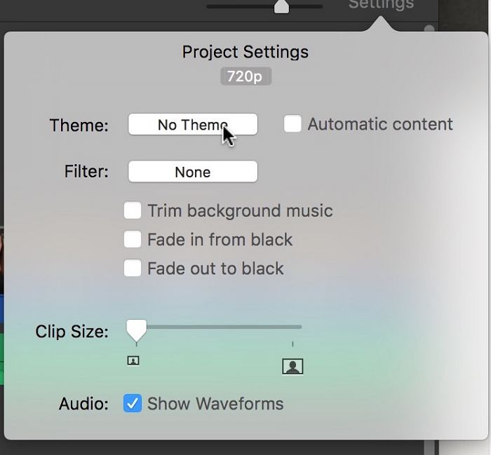 how to change imovie theme