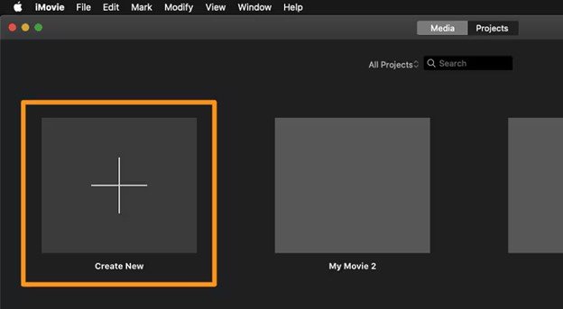 在imovie中建立新專案