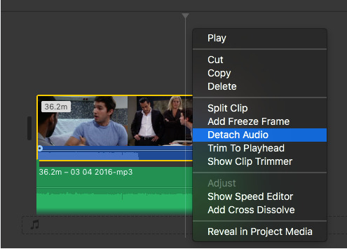 فصل الصوت في iMovie