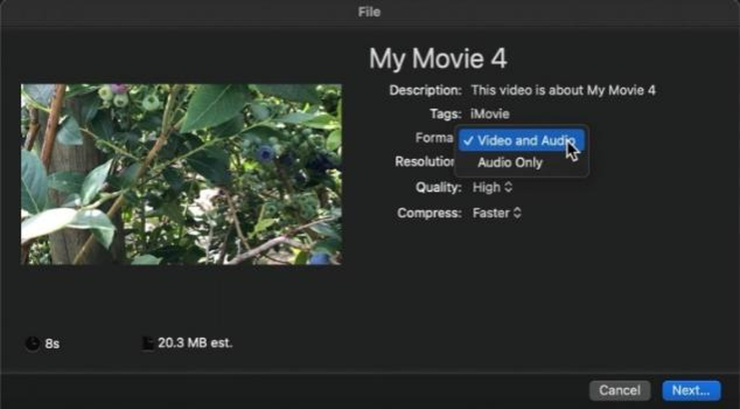export video from imovie
