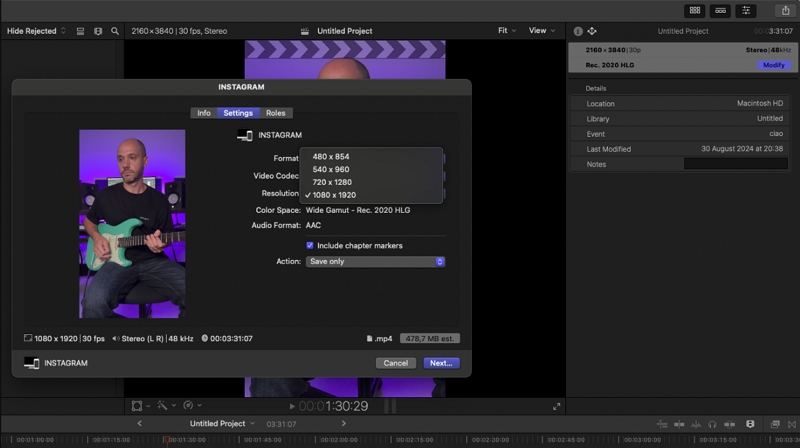 final cut pro not exporting in 4k