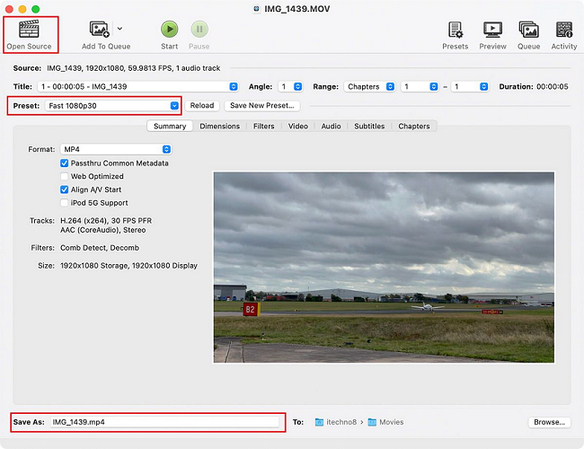 MP4 als Ausgabe in Handbrake auswählen