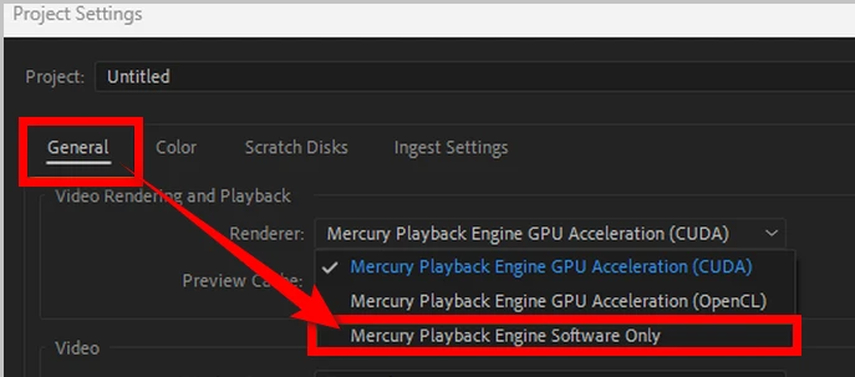 off hardware acceleration premiere pro