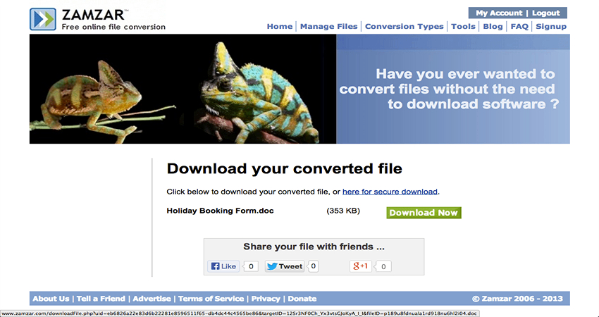 zamzar video converter tool