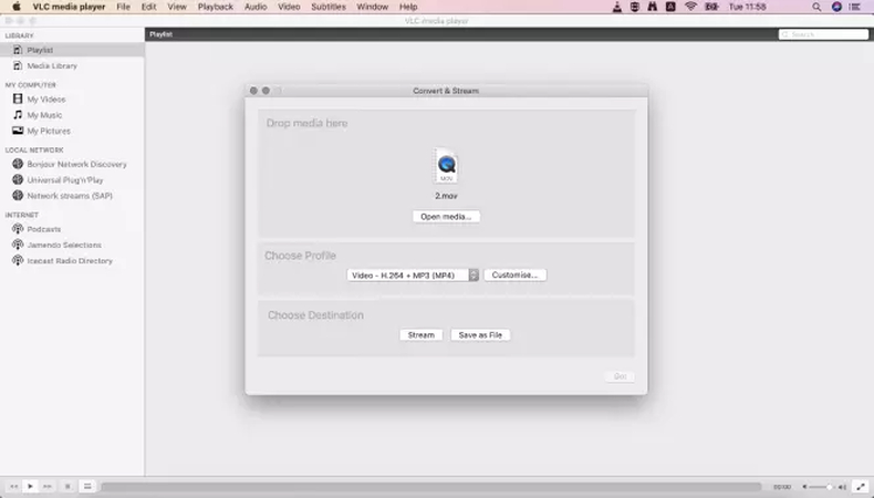 select mp4 format in profile