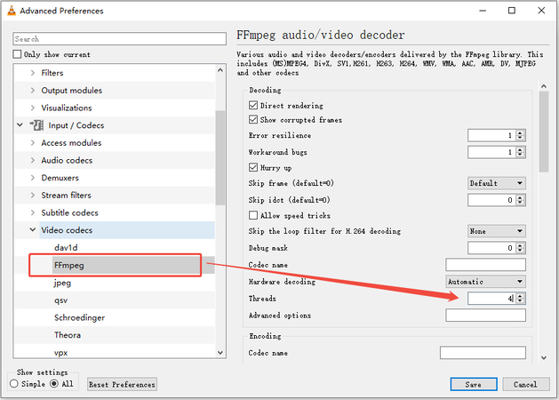 enable multi threading vlc