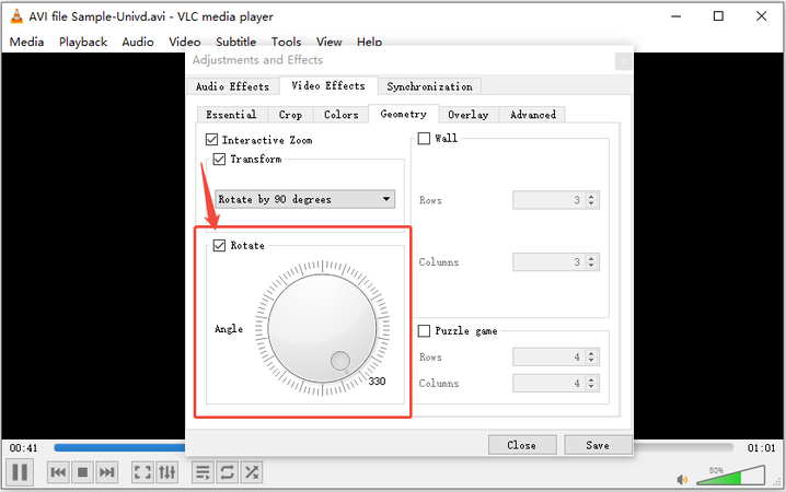 rotate video custom vlc