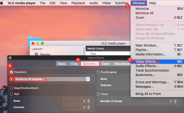 rotate video vlc mac