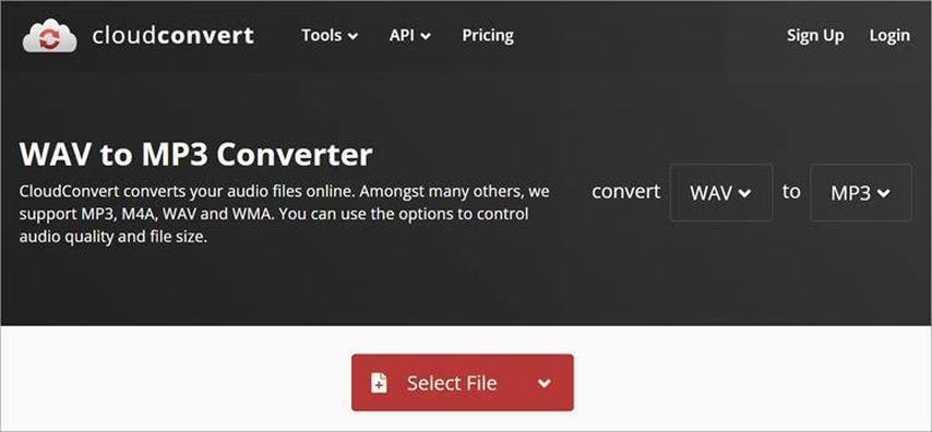 CloudConvert WAV to MP3 converter on Mac