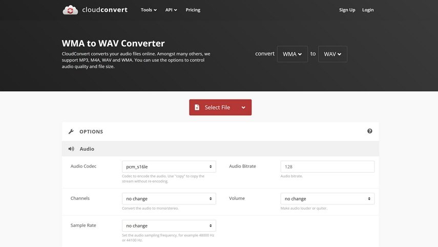 wma to wav online with cloudconvert