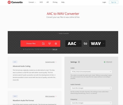convertio aac to wav online free