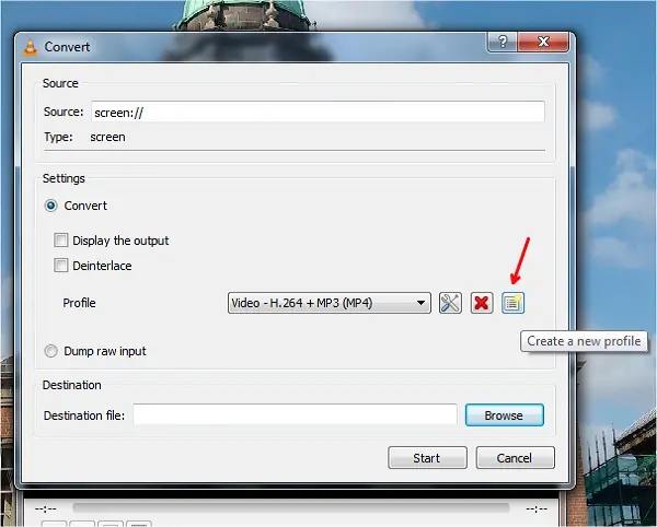 إنشاء ملف تعريف جديد في VLC